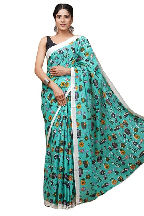 Dosaya Fabrics Jaipuria Block Printed Pure Cotton Mulmul Saree